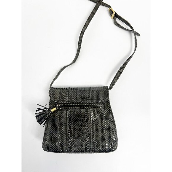 Pantera VINTAGE Grey GENUINE SNAKE SKIN Leather SHOULDER HANDBAG CROSSBODY BAG - Picture 3 of 12
